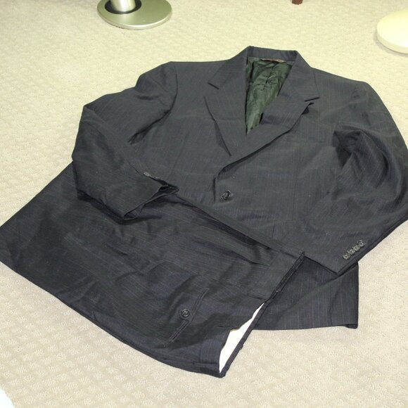 Meeting Street Men's 42L 32x32 2-Piece Blue Pinstriped Suit - Picture 1 of 12
